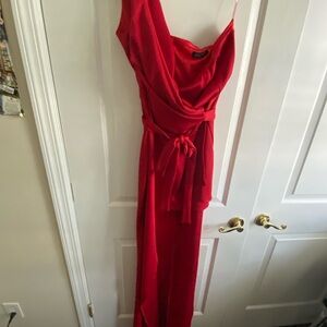 Asymmetrical Red Evening Dress